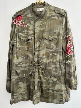 KNOX ROSE ARY BUTTON DOWN & ZIPPER JACKET WITH ROSE EMBROIDERY